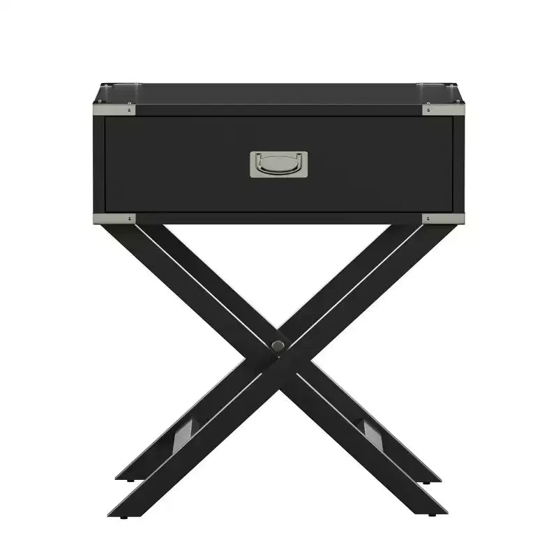 Mesa de Noche de Madera X-Base con Cajón | Negro / Azul / Gris / Azul Claro / Verde Prado / Blanco | 1 Persona