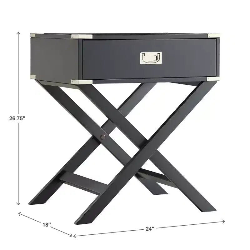 Mesa de Noche de Madera X-Base con Cajón | Negro / Azul / Gris / Azul Claro / Verde Prado / Blanco | 1 Persona