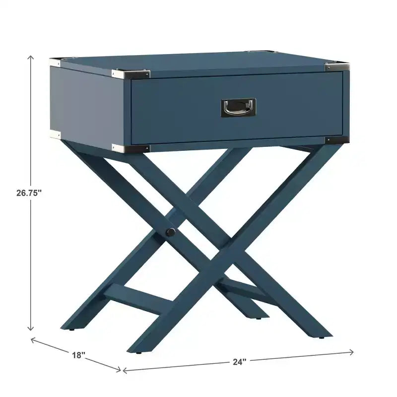 Mesa de Noche de Madera X-Base con Cajón | Negro / Azul / Gris / Azul Claro / Verde Prado / Blanco | 1 Persona