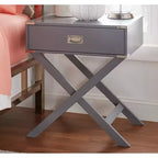 Mesa de Noche de Madera X-Base con Cajón | Negro / Azul / Gris / Azul Claro / Verde Prado / Blanco | 1 Persona