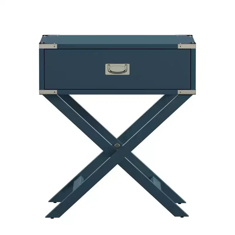 Mesa de Noche de Madera X-Base con Cajón | Negro / Azul / Gris / Azul Claro / Verde Prado / Blanco | 1 Persona