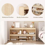 Estante de Almacenamiento de 6 Cubos de Madera Natural con Cajón para 1 Niño