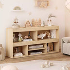 Estante de Almacenamiento de 6 Cubos de Madera Natural con Cajón para 1 Niño