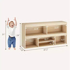 Estante de Almacenamiento de 6 Cubos de Madera Natural con Cajón para 1 Niño