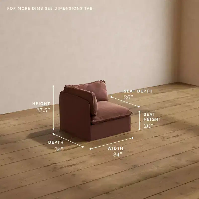 Sillón modular tapizado con brazo izquierdo, 1 plaza