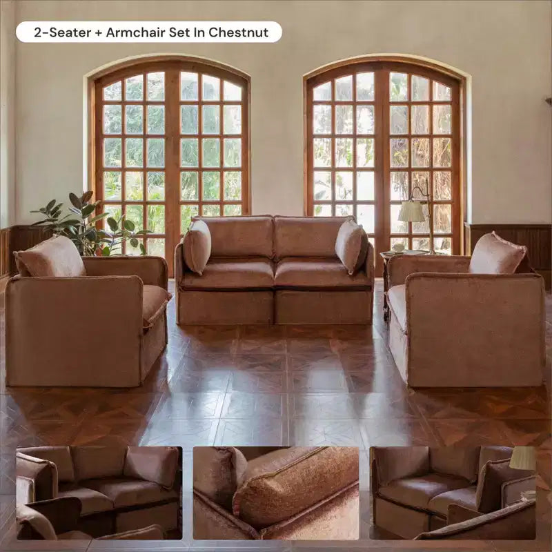 Sillón modular tapizado con brazo izquierdo, 1 plaza