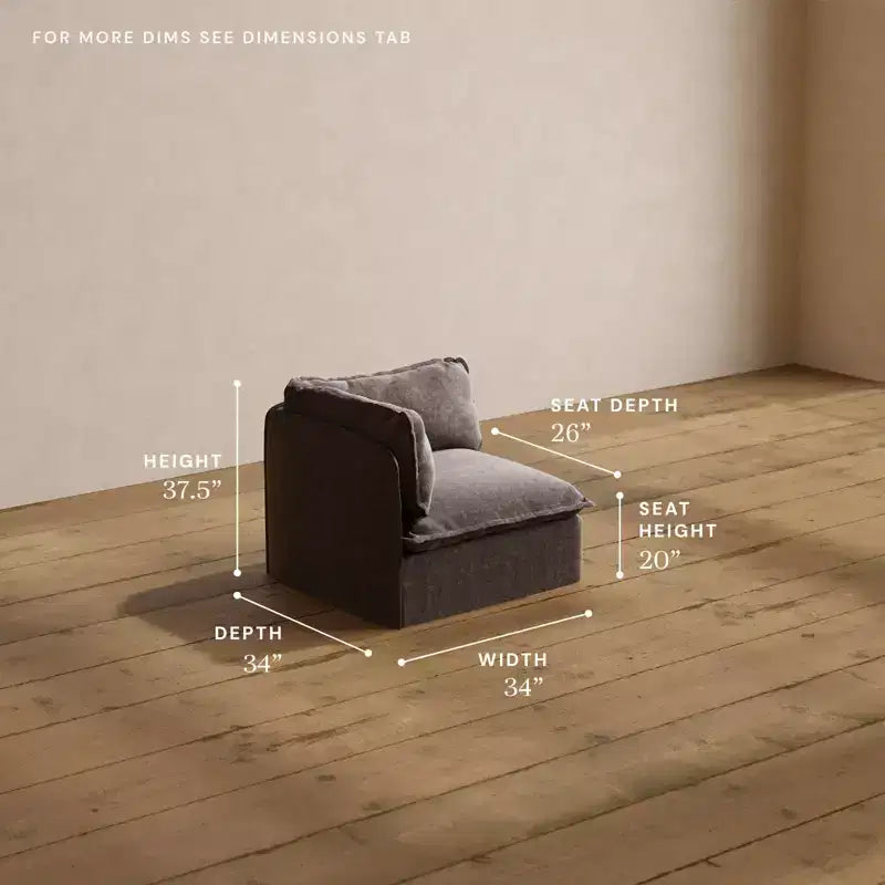 Sillón modular tapizado con brazo izquierdo, 1 plaza