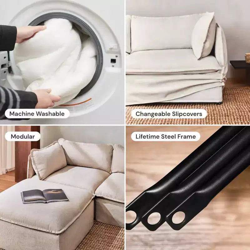 Sillón modular tapizado con brazo izquierdo, 1 plaza