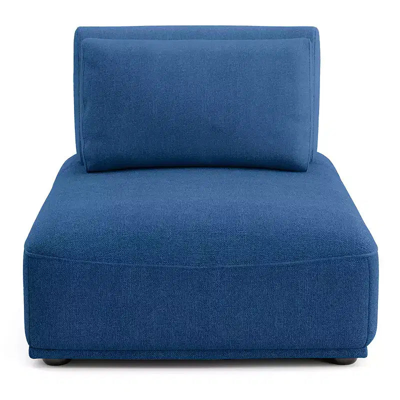 Sillón reclinable individual sin brazos de chenilla azul