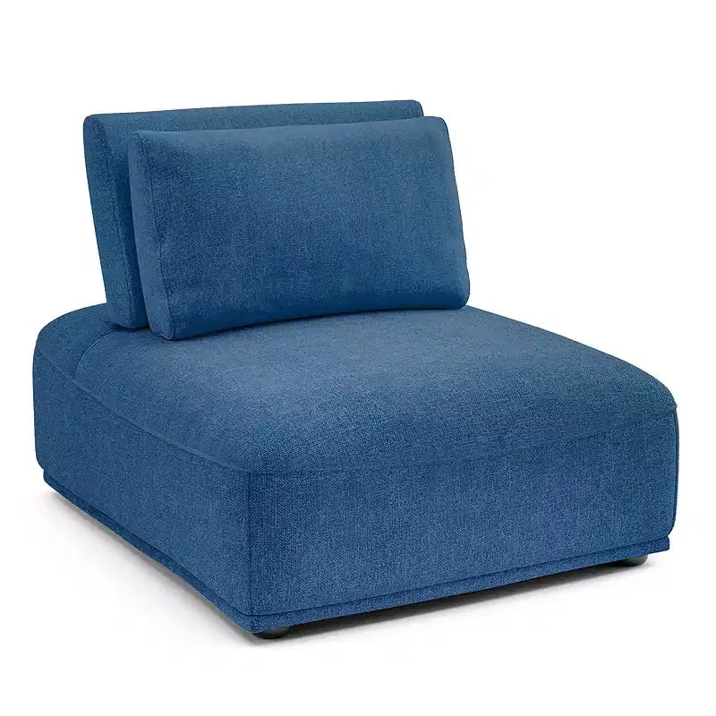 Sillón reclinable individual sin brazos de chenilla azul
