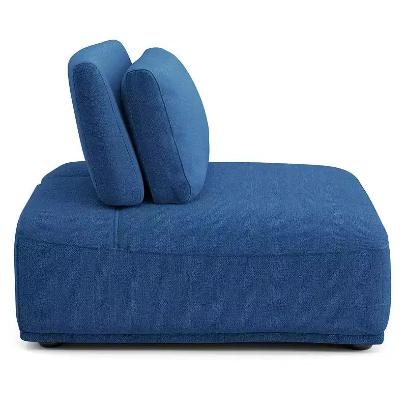 Sillón reclinable individual sin brazos de chenilla azul