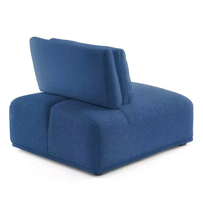 Sillón reclinable individual sin brazos de chenilla azul