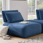 Sillón reclinable individual sin brazos de chenilla azul