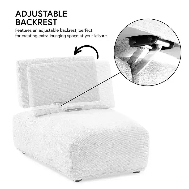 Sillón reclinable individual sin brazos de chenilla azul