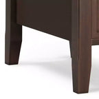 Mesa auxiliar estrecha marrón con cajón y estante abierto, madera de pino, 1 unidad