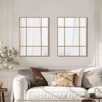 Espejo de pared rectangular de metal, con diseño de rejilla, en color negro y dorado, para colgar verticalmente
