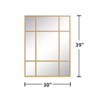 Espejo de pared rectangular de metal, con diseño de rejilla, en color negro y dorado, para colgar verticalmente