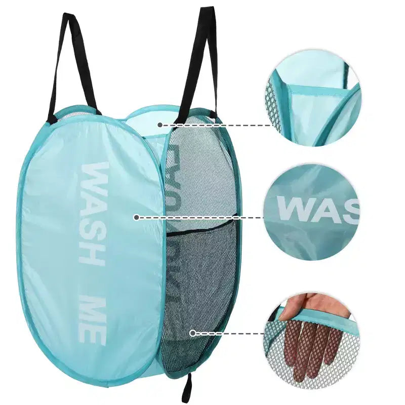 Cesto de ropa plegable de malla, negro/azul/verde/rosa, 75L, para 1 persona