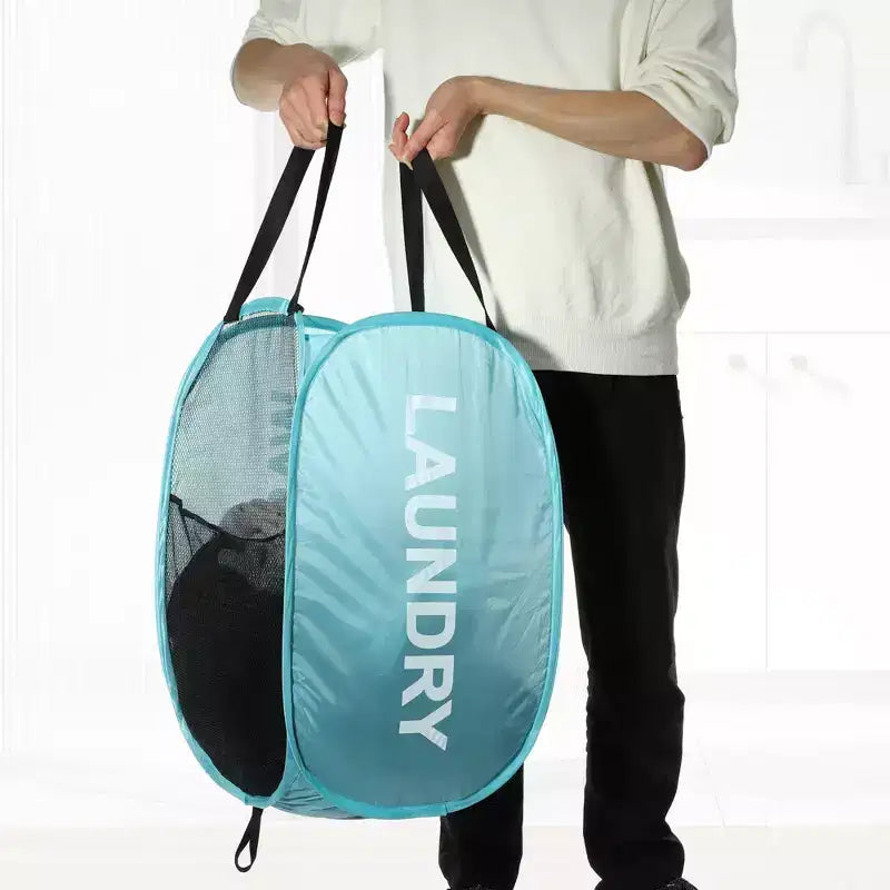 Cesto de ropa plegable de malla, negro/azul/verde/rosa, 75L, para 1 persona