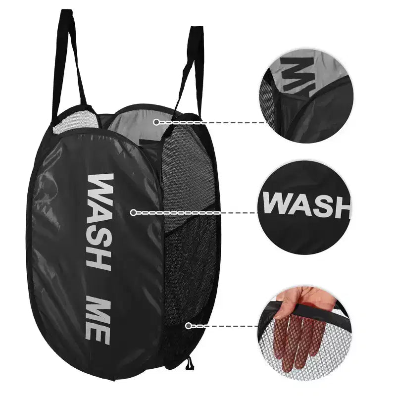 Cesto de ropa plegable de malla, negro/azul/verde/rosa, 75L, para 1 persona