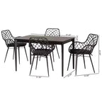 Juego de comedor de 5 piezas para 4 personas de ratán negro y madera