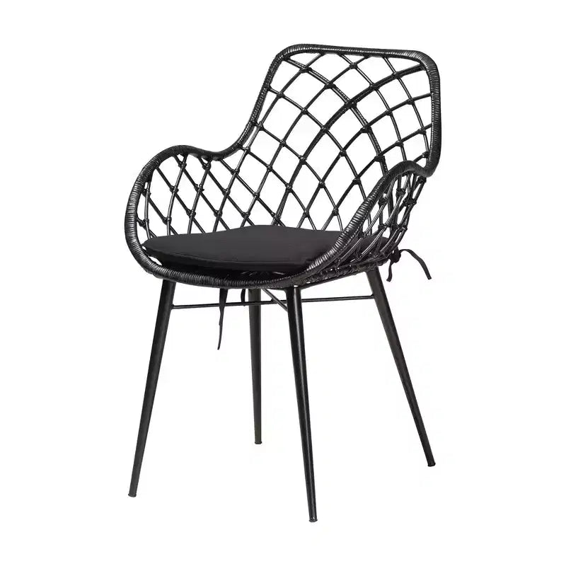 Juego de comedor de 5 piezas para 4 personas de ratán negro y madera