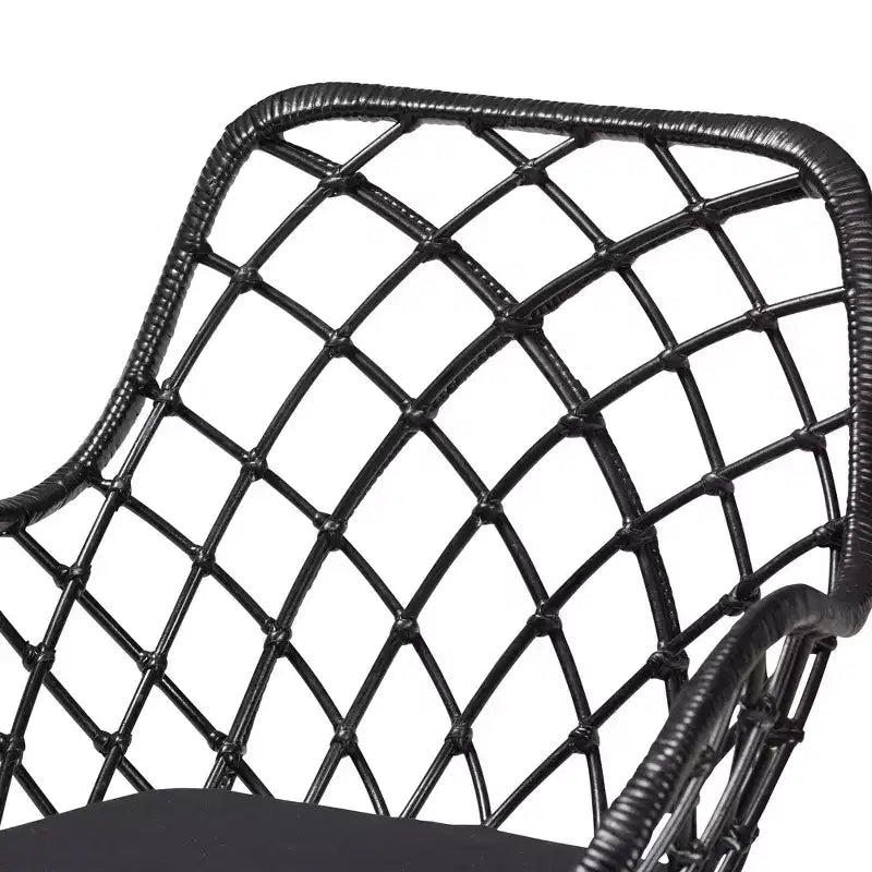 Juego de comedor de 5 piezas para 4 personas de ratán negro y madera