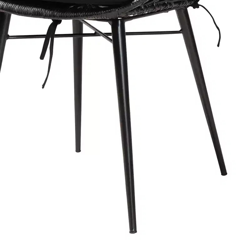 Juego de comedor de 5 piezas para 4 personas de ratán negro y madera