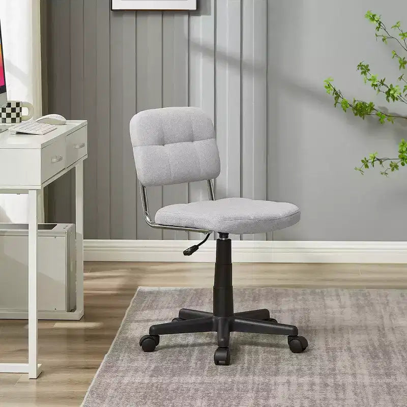 Silla de oficina giratoria sin brazos, gris/blanco, regulable en altura, para 1 persona