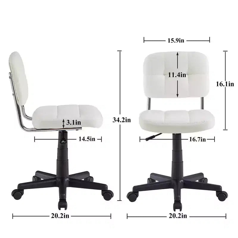 Silla de oficina giratoria sin brazos, gris/blanco, regulable en altura, para 1 persona