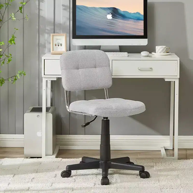 Silla de oficina giratoria sin brazos, gris/blanco, regulable en altura, para 1 persona