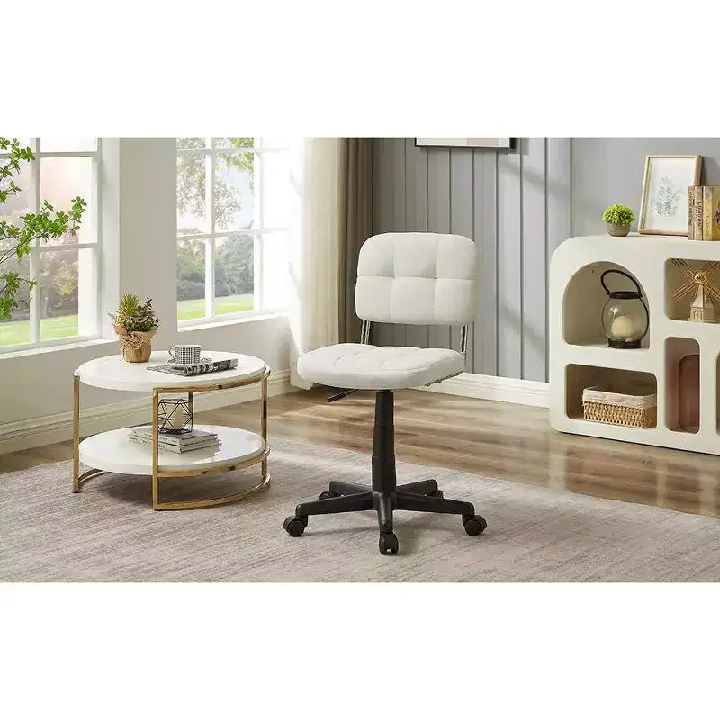 Silla de oficina giratoria sin brazos, gris/blanco, regulable en altura, para 1 persona