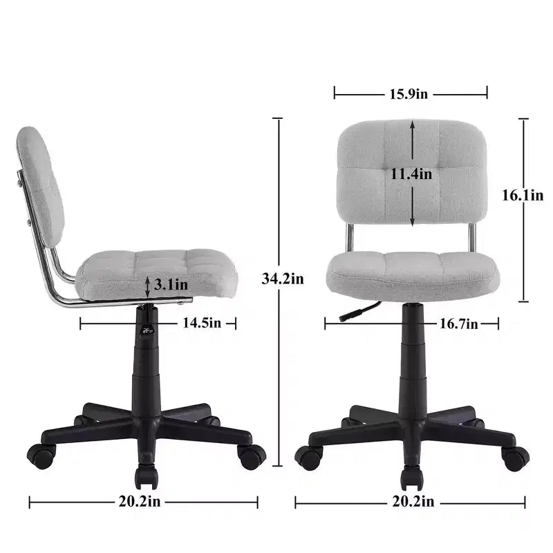 Silla de oficina giratoria sin brazos, gris/blanco, regulable en altura, para 1 persona