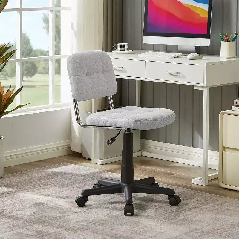 Silla de oficina giratoria sin brazos, gris/blanco, regulable en altura, para 1 persona