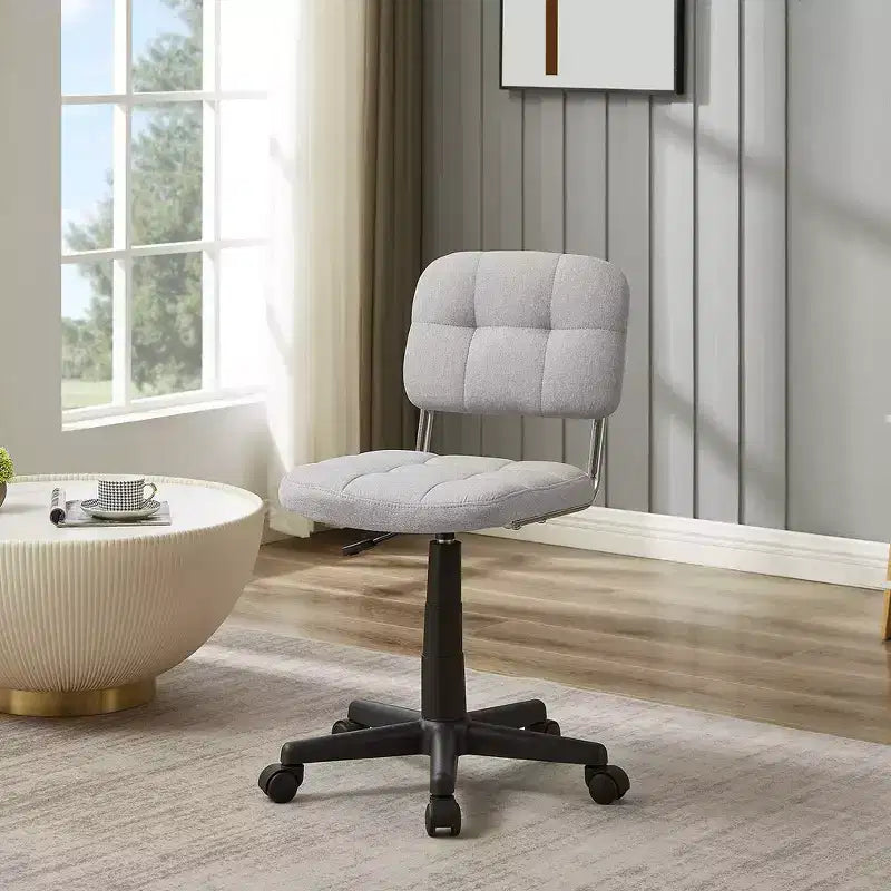 Silla de oficina giratoria sin brazos, gris/blanco, regulable en altura, para 1 persona