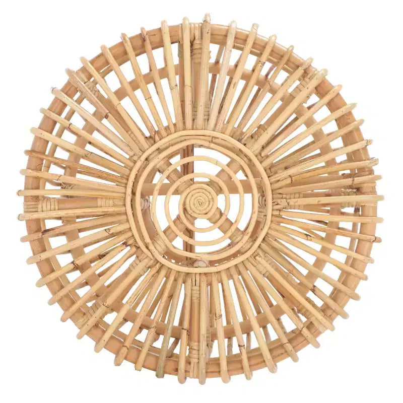 Mesa auxiliar redonda de ratán, negra/miel natural, 1 pieza