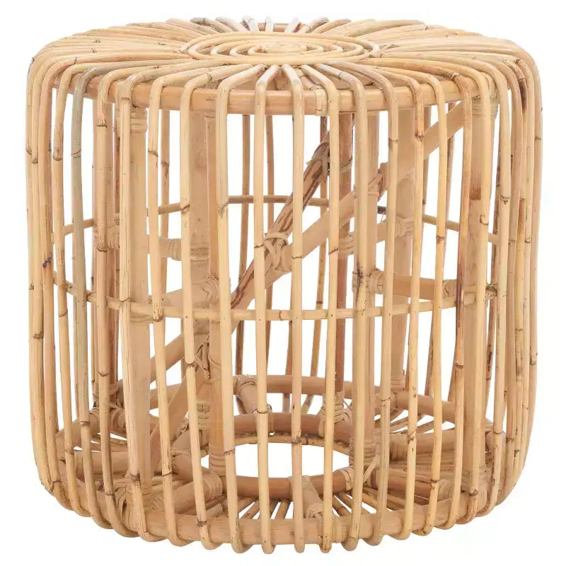 Mesa auxiliar redonda de ratán, negra/miel natural, 1 pieza