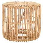 Mesa auxiliar redonda de ratán, negra/miel natural, 1 pieza