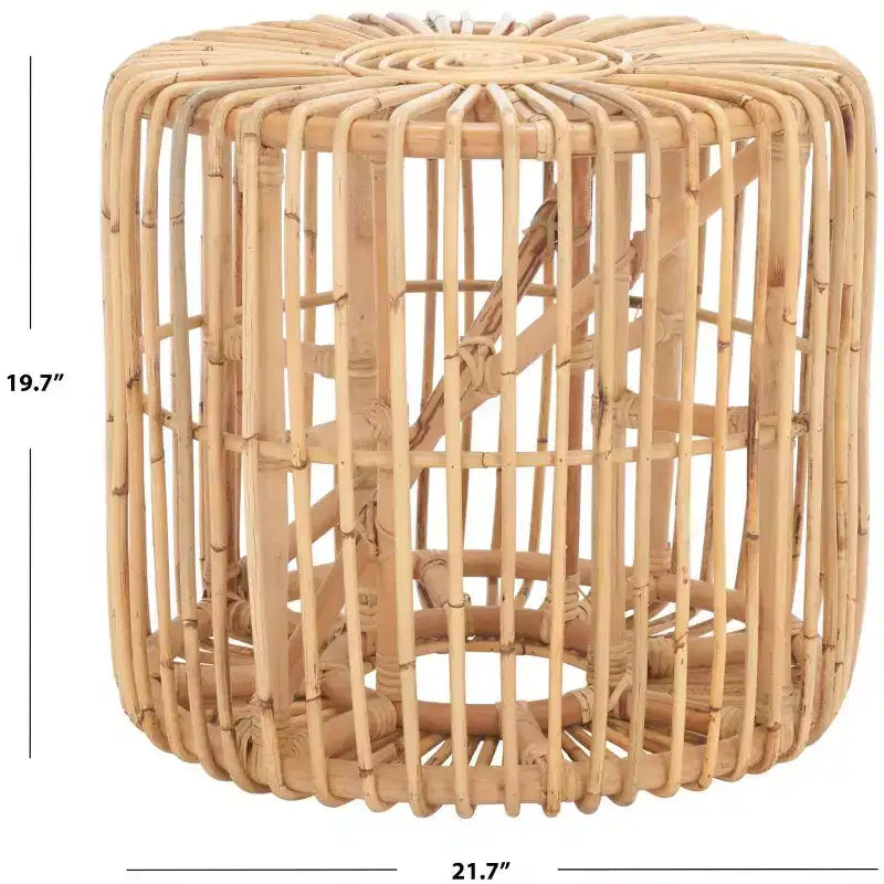Mesa auxiliar redonda de ratán, negra/miel natural, 1 pieza