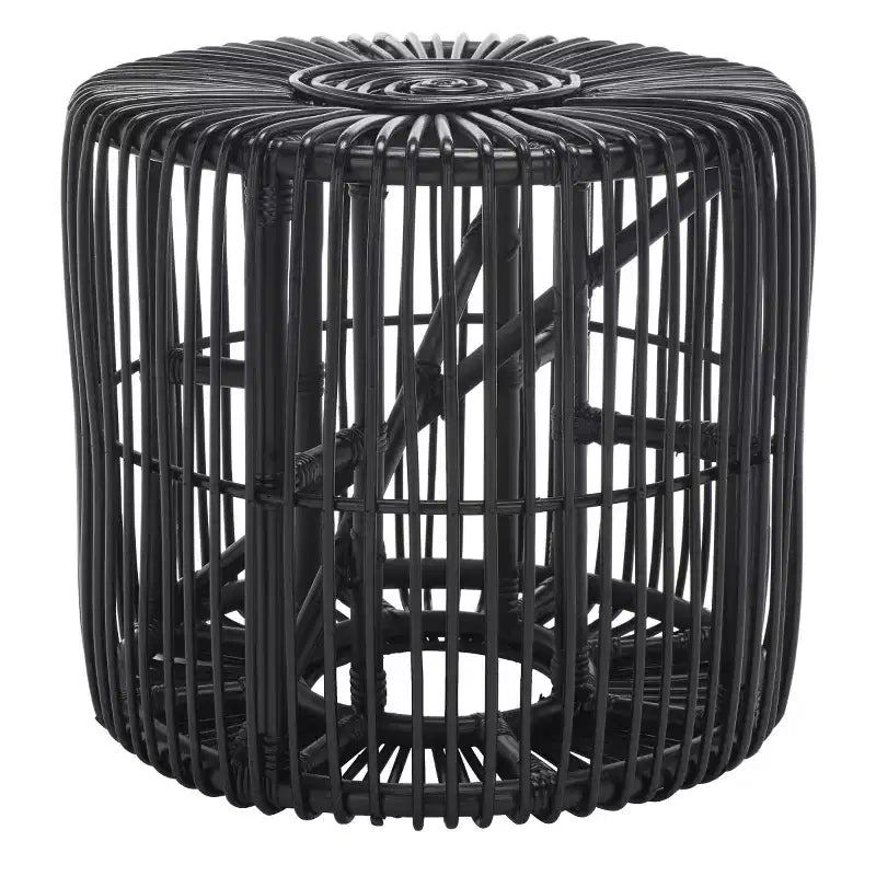 Mesa auxiliar redonda de ratán, negra/miel natural, 1 pieza