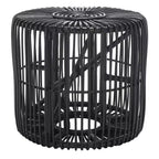Mesa auxiliar redonda de ratán, negra/miel natural, 1 pieza