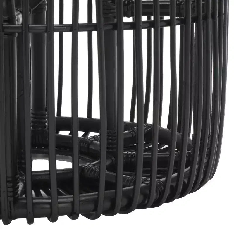 Mesa auxiliar redonda de ratán, negra/miel natural, 1 pieza