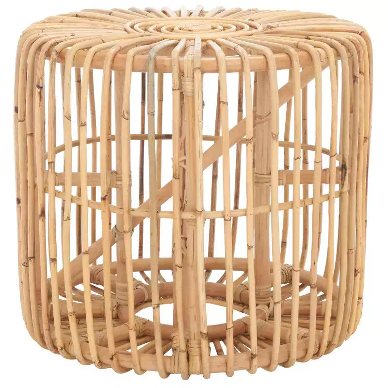 Mesa auxiliar redonda de ratán, negra/miel natural, 1 pieza