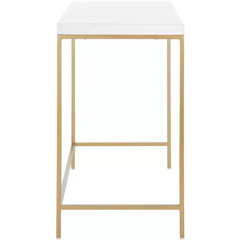 Escritorio de escritura blanco y dorado, 1 persona