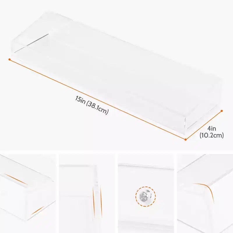 Estante de pared flotante de acrílico transparente, 15"x4"x2", juego de 2
